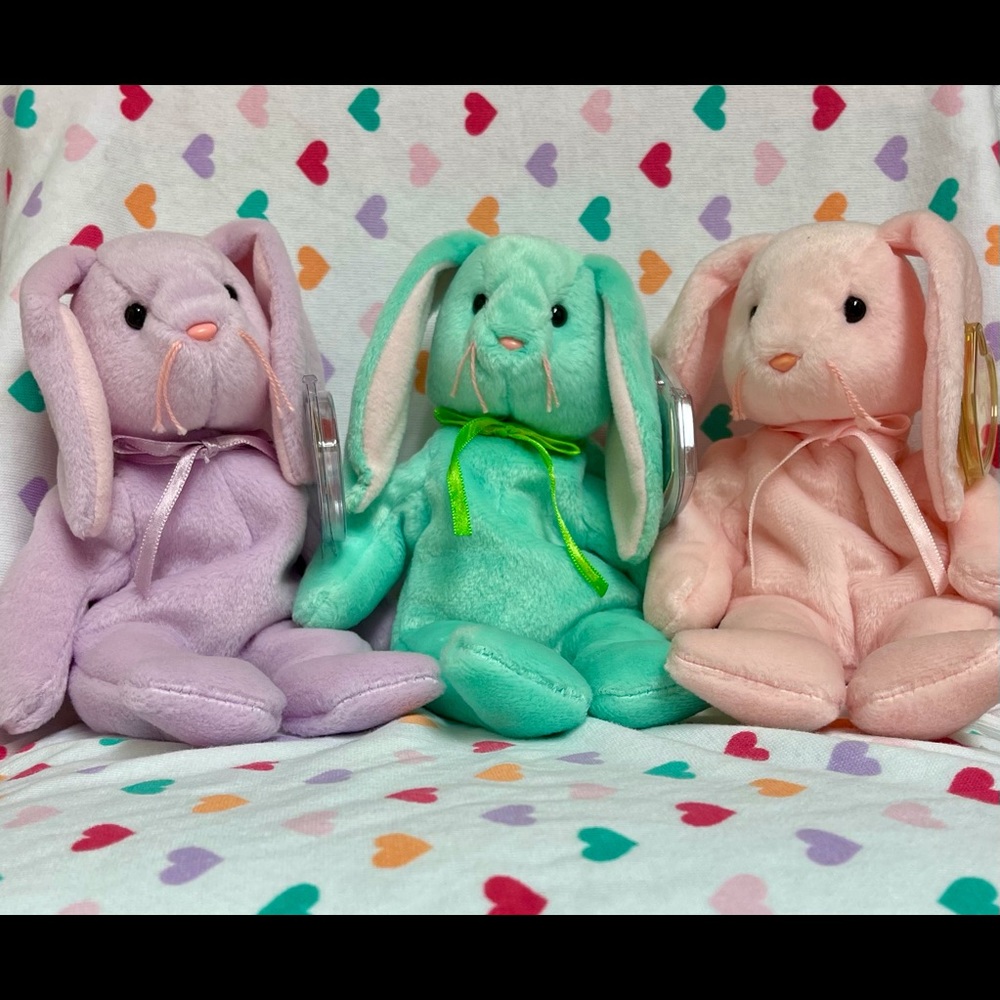 Hippity, Hoppity, & Floppity TY beanie babies!